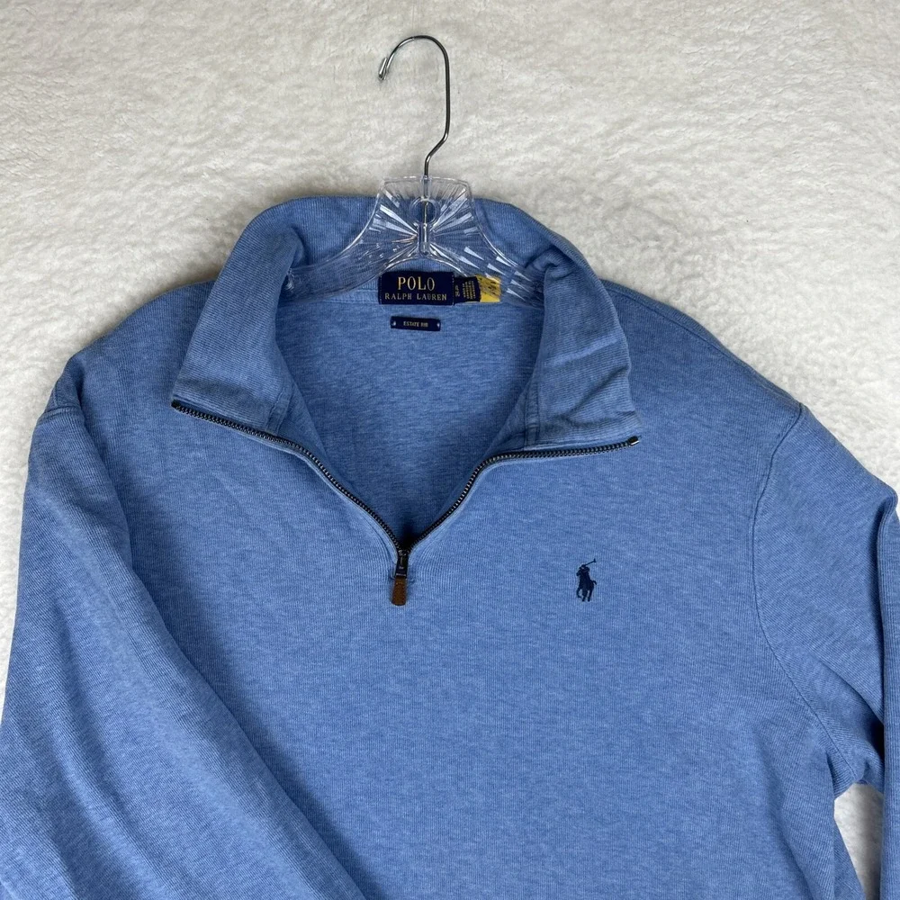 Polo Ralph Lauren Estate Rib 1/4‎ Zip Pullover Sweater Blue Men's Size XL